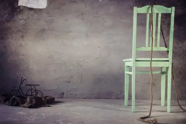 Young girl tied up on the floor. The abducted girl. The victim o — Stock Photo, Image