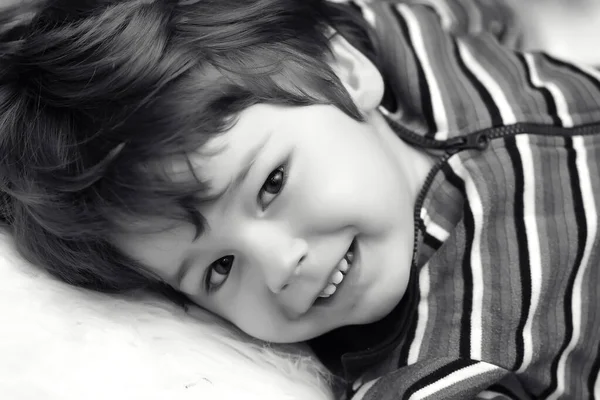 Little Boy Playing Floor Home — Stock Photo, Image