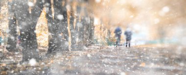 Arka plan sonbahar parkta ilk kar