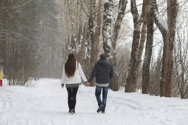 aşıklar bir tarihte kış öğleden sonra kar kar fırtınası çifti