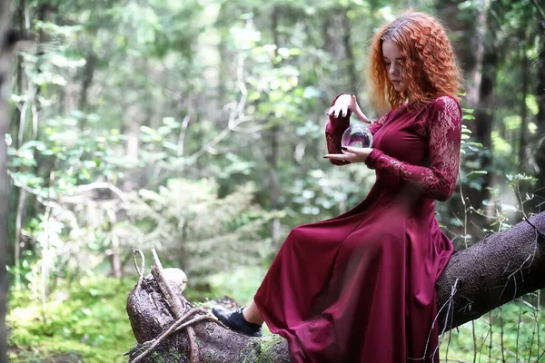 Witch holds a ritual sphere — Stock Photo, Image