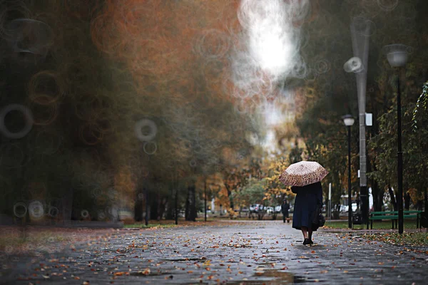 Parkta sonbahar adam yağmur — Stok fotoğraf