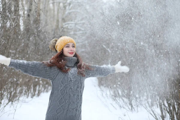 Hermosa chica en un hermoso parque de invierno —  Fotos de Stock