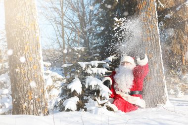 Noel Baba hediyeleri ile açık gelir. Noel Baba kırmızı bir SÜ