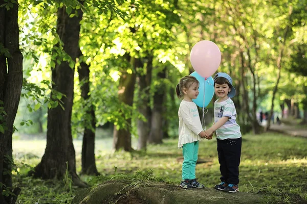 Los niños pequeños están caminando en un parque —  Fotos de Stock