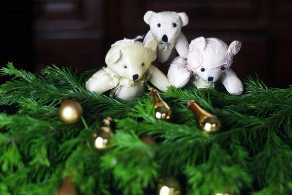 New Year tree toy bears — Stock Photo, Image