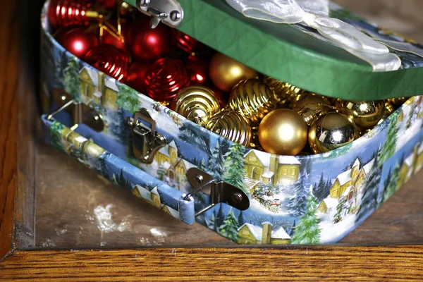 Toned Christmas Decorative Balls Box — Stock Photo, Image