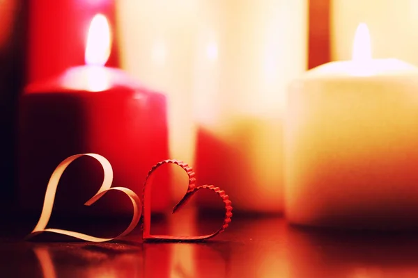 Macro candle light with heart shape — Stock Photo, Image