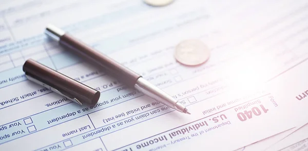 Annual Tax Reporting Tax Form Table Financial Statements Signature — Stock Photo, Image