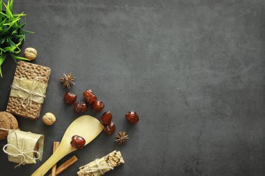 Sağlıklı yiyecekler. Kurutulmuş meyve diyeti. Yaşam için sağlıklı ve düzgün beslenme.