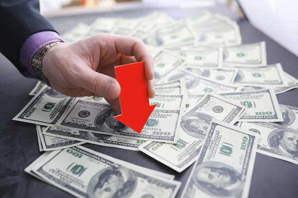 Instability Economy Recession World Crisis Banknotes Dollars Table Economic Crisis — Stock Photo, Image