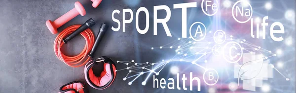 Deporte Estilo Vida Saludable Accesorios Para Deportes Estera Yoga Con — Foto de Stock