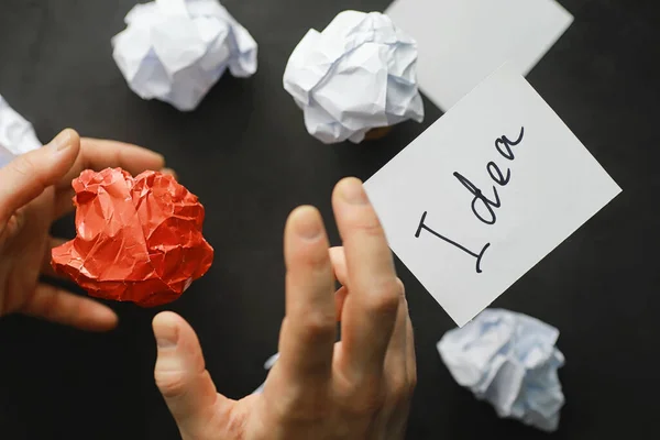 Gekleurde Stukjes Papier Het Concept Van Creativiteit Vorming Van Ideeën — Stockfoto