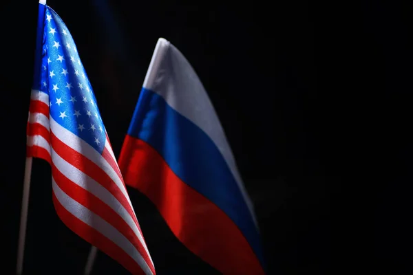 Concept Diplomatic Relations Flag United States America Russian Federation Sanctions — Stock Photo, Image