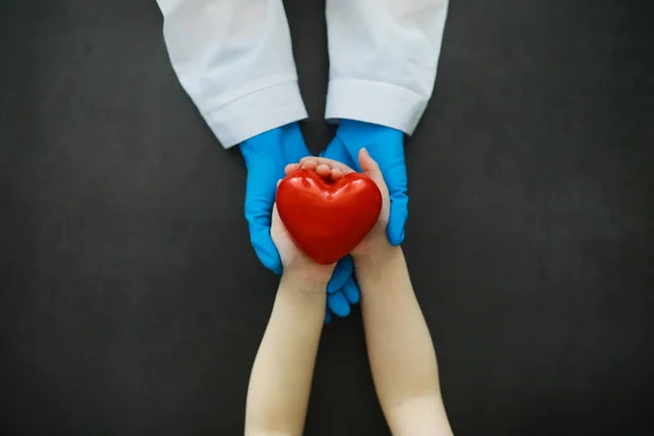 Medical Concept Doctor Gloves Holds Patient Hand Moral Help Doctor — Stock Photo, Image