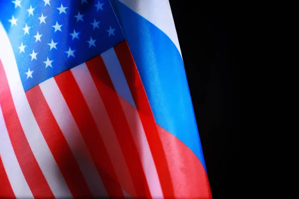 Koncept Diplomatických Vztahů Vlajka Spojených Států Amerických Ruské Federace Sankce — Stock fotografie