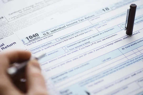 Annual Tax Reporting Tax Form Table Financial Statements Signature — Stock Photo, Image