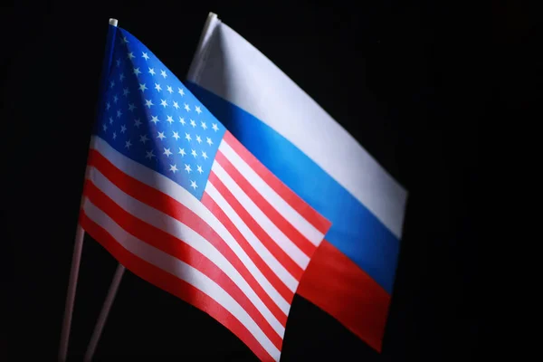 Concept Diplomatic Relations Flag United States America Russian Federation Sanctions — Stock Photo, Image
