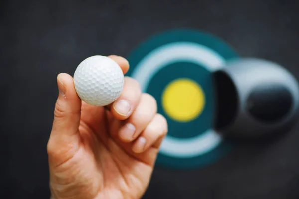 Sport Egészséges Életmód Mini Golf Fehér Golflabda Minigolf Asztalon Sport — Stock Fotó