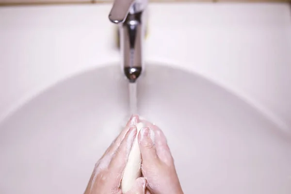 Regras Higiene Lavagem Das Mãos Antes Das Refeições Tratamento Antibacteriano — Fotografia de Stock