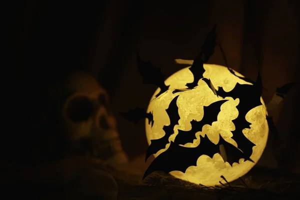 Czarne Sylwetki Nietoperzy Tle Księżyca Koncepcja Halloween Straszne Tło Przerażające — Zdjęcie stockowe