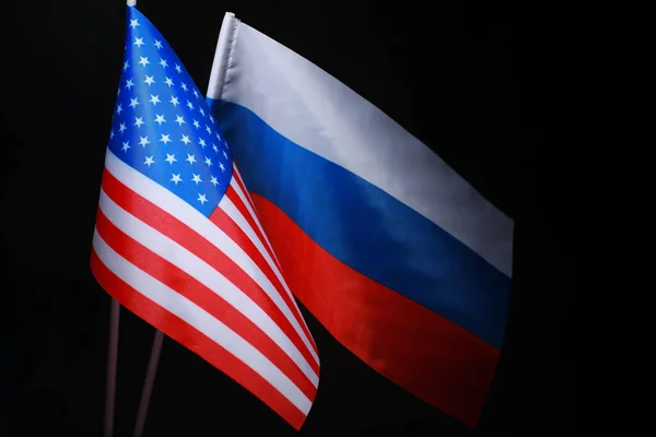 Concept Diplomatic Relations Flag United States America Russian Federation Sanctions — Stock Photo, Image