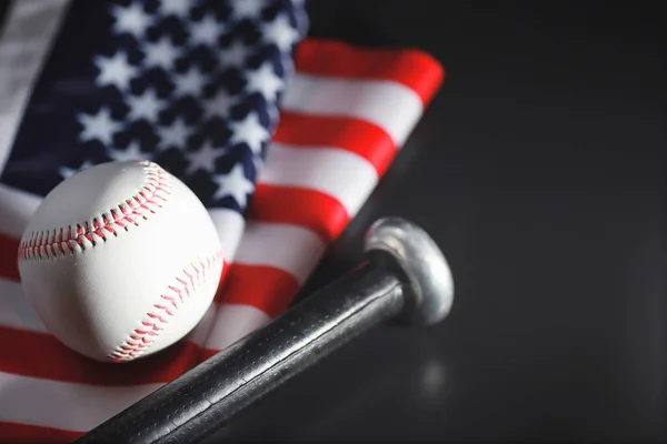 Amerykańska Tradycyjna Gra Sportowa Baseball Koncepcja Baseball Nietoperze Stole Amerykańską — Zdjęcie stockowe
