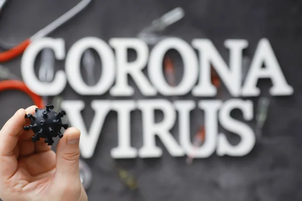 Medical Background Lettering Virus Coronavirus Wooden Letters Background Deadliest Pandemic — Stock Photo, Image