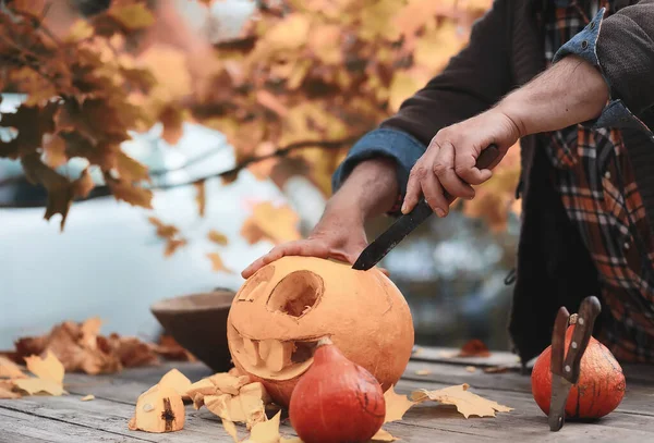 Tradisi Musim Gugur Dan Persiapan Untuk Halloween Liburan Sebuah Rumah — Stok Foto