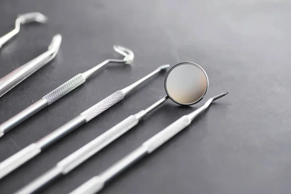 Equipment for the dental office. Orthopedic Instruments. Dental technician with work tools. Dentist metal tools.