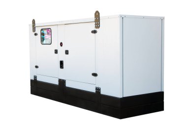 Acil elektrik güç için jeneratör. Beyaz arka plan üzerinde izole.