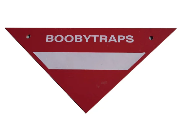 Warning sign booby traps. Red sign of danger. — Stock Photo, Image