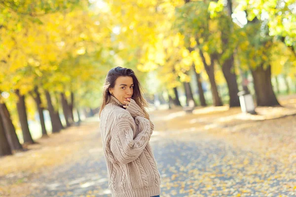 Женщина Осеннем Парке — стоковое фото