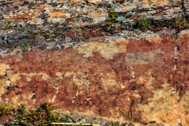 mağara Ocher duvarında antik avı görüntü. tarihi sanat. Arkeoloji.