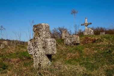 Vintage taş grunge arka planda, dini motif çapraz