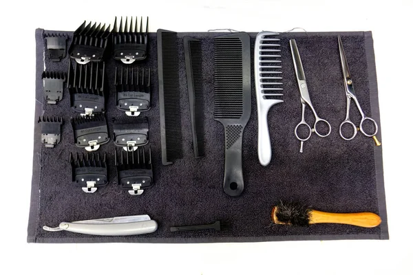 Tools barber. scissors and straight razor — Stock Photo, Image