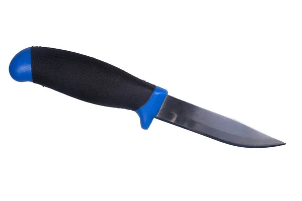 Cuchillo con mango negro sobre fondo blanco. aislado — Foto de Stock