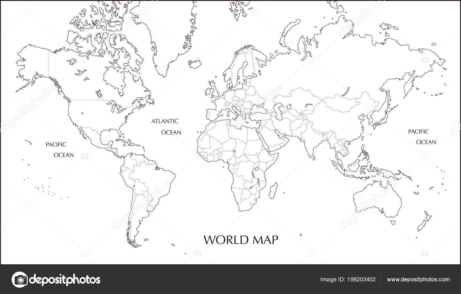 Outline World Map Mercator Projection – Interactive Map
