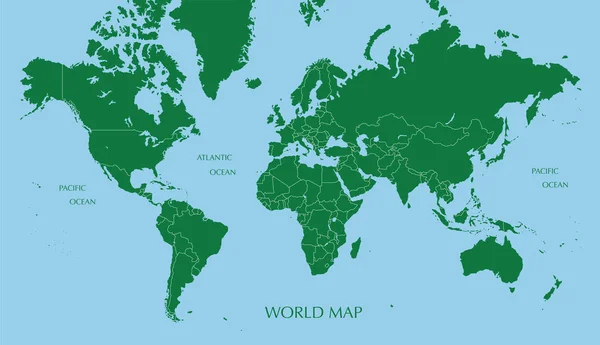 Weltkarte Mercator Projektion Mit Grenzlinie — Stockvektor
