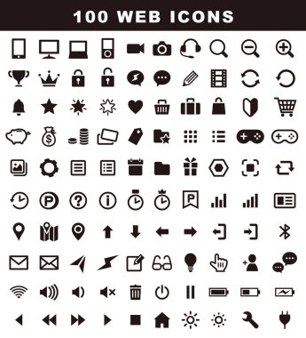 100 çeşitli simgeler, web simge seti