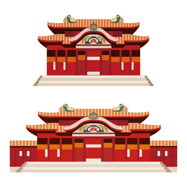 Kalesi (Shuri Kalesi): Okinawa, Japan beyaz arka plan üzerinde gösterimi