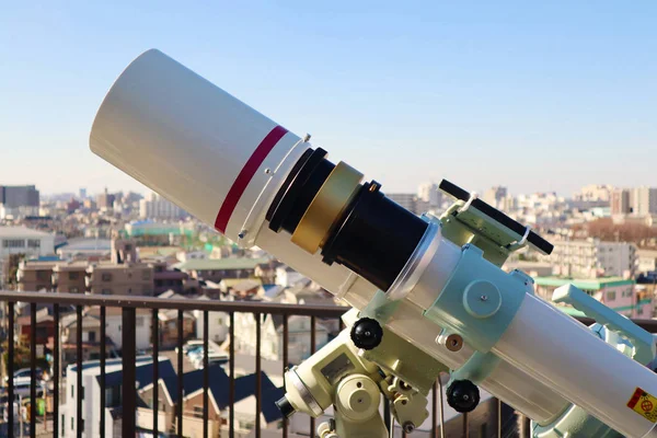 High quality astronomical telescope in outdoor on sunny sky