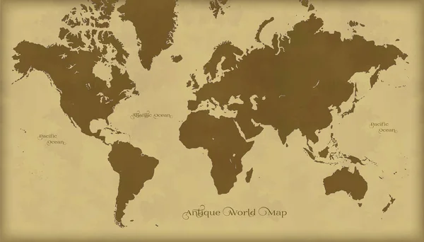 ( 영어 ) Antique retro world map illustration on beige background — 스톡 벡터