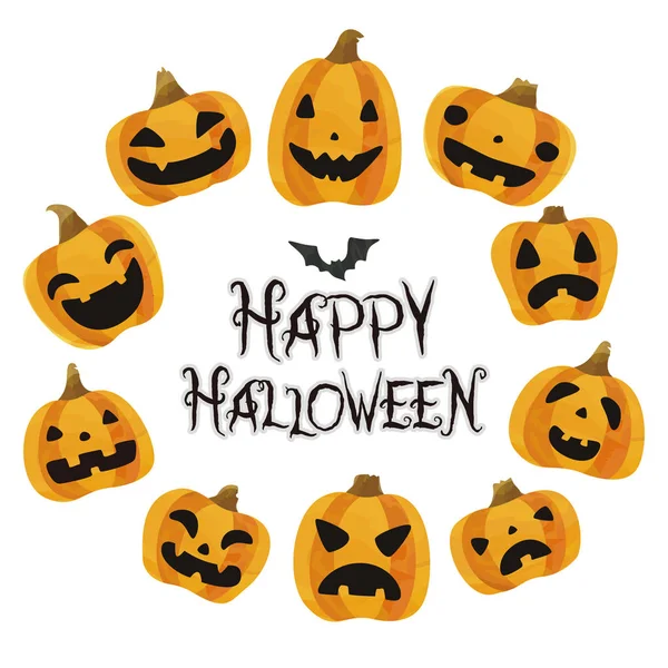 Halloween dýně s různými výrazy obličeje — Stockový vektor