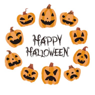 Farklı yüz ifadeleri ile Halloween kabaklar