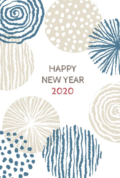 Nuovo anno carta con elegante modello scandinavo per l'anno 2020 — Vettoriale Stock