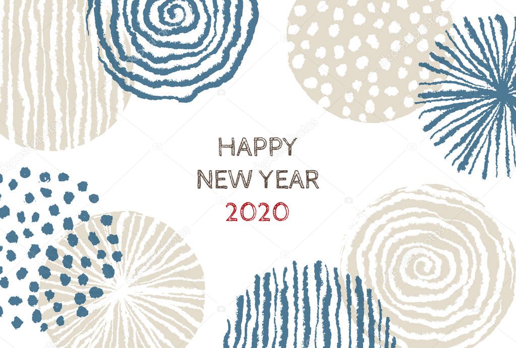 New year card with stylish Scandinavian pattern for year 2020