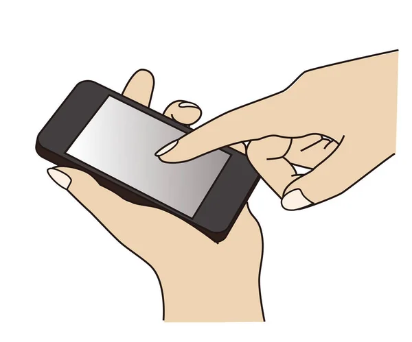 Halten Und Benutzen Eines Mobiltelefons Mobiltelefons Der Hand Grafisches Element — Stockvektor