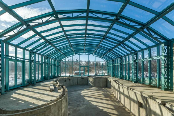 Swimming pool construction.Steel structure swimming pool with daylighting