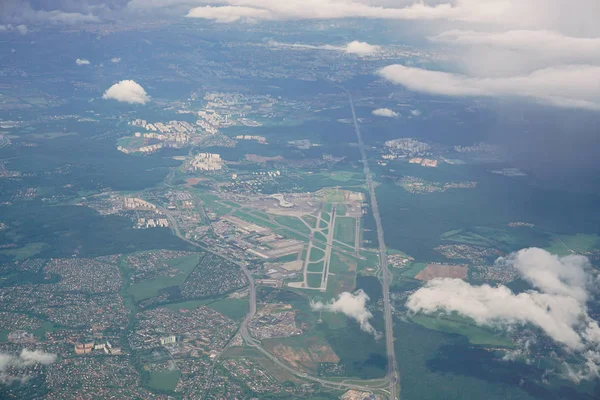 Aerial View Vnukovo Airport View Airplane Window — Stock Photo, Image